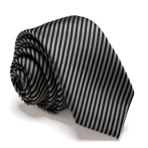 Sovereign Code Black and Gray Striped‎ Narrow Men's Necktie, EUC